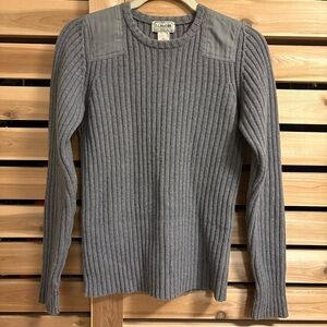 L.L. Bean 100% Merino Lamb's Wool Ribbed Crewneck Commando Sweater - Gray